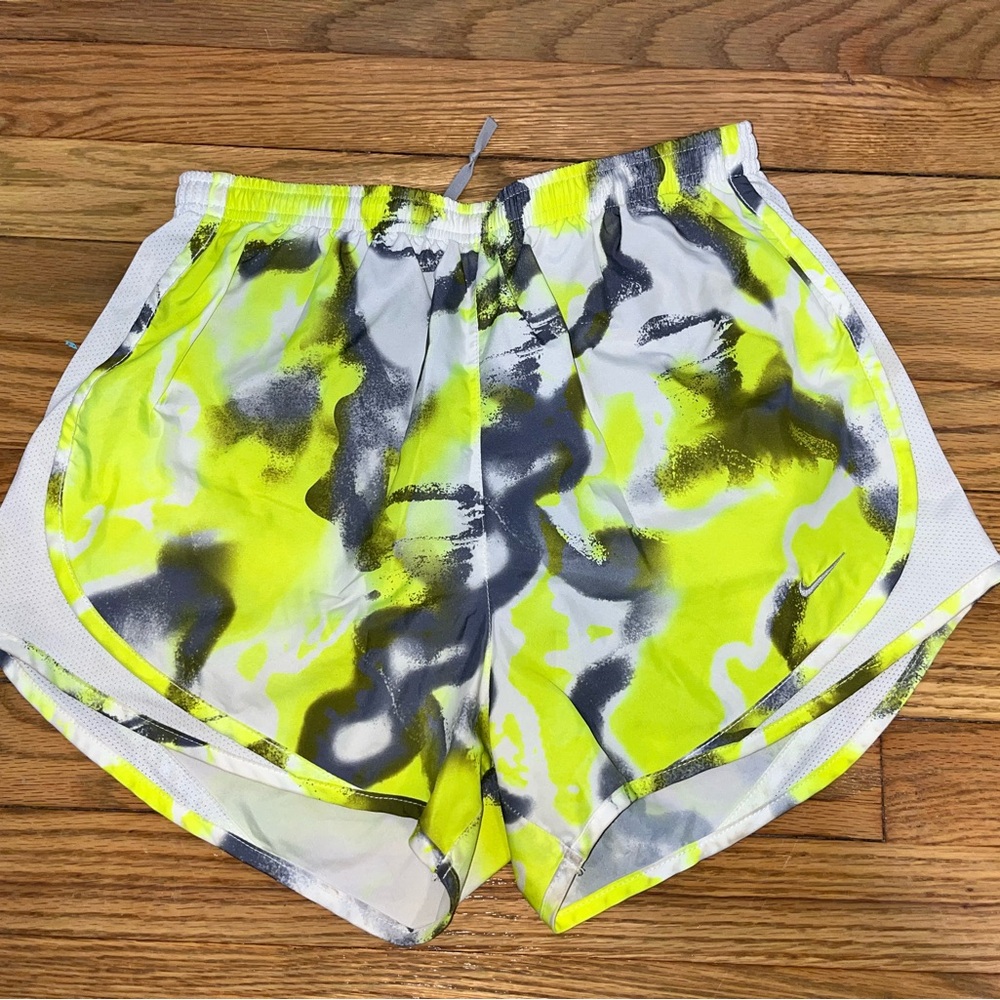 Nike Yellow and Gray Athletic Shorts with Camouflage Pattern